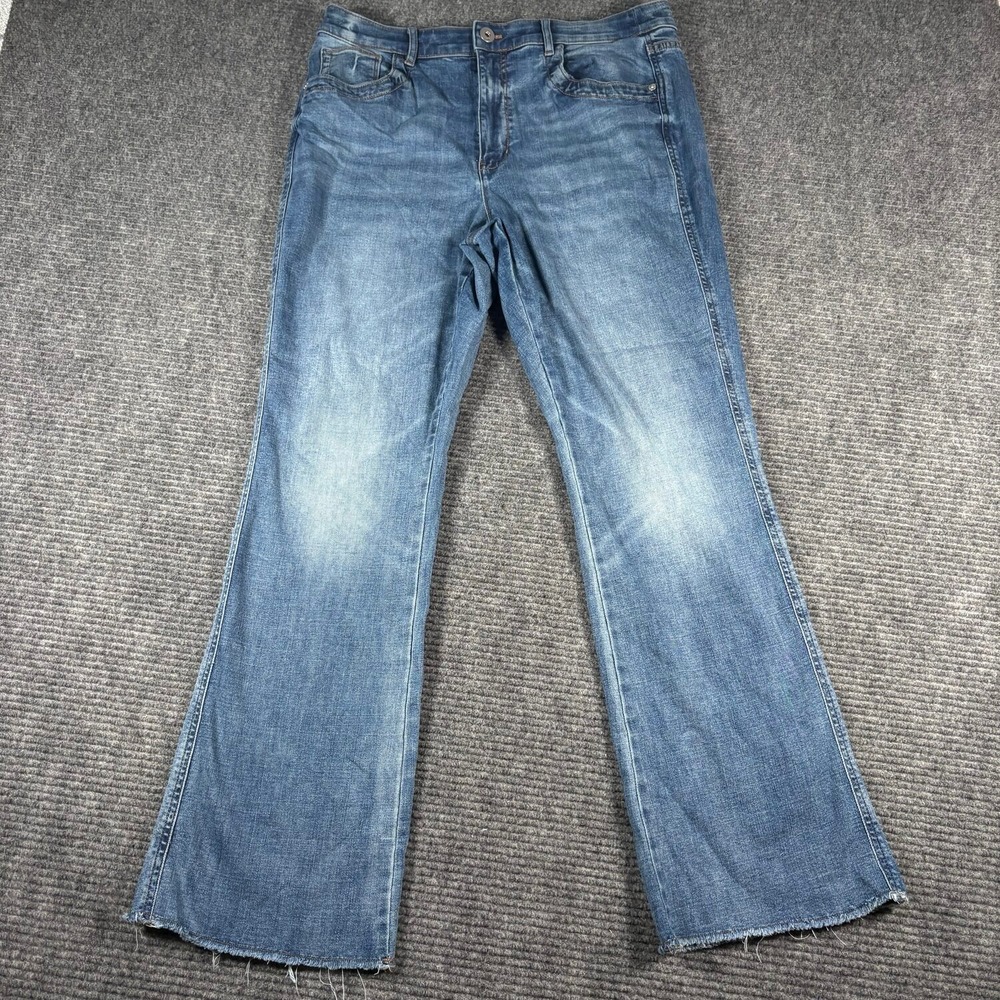 J. Jill Denim Bootcut Jeans Womens 14R Blue Excellent High Rise Raw Hem